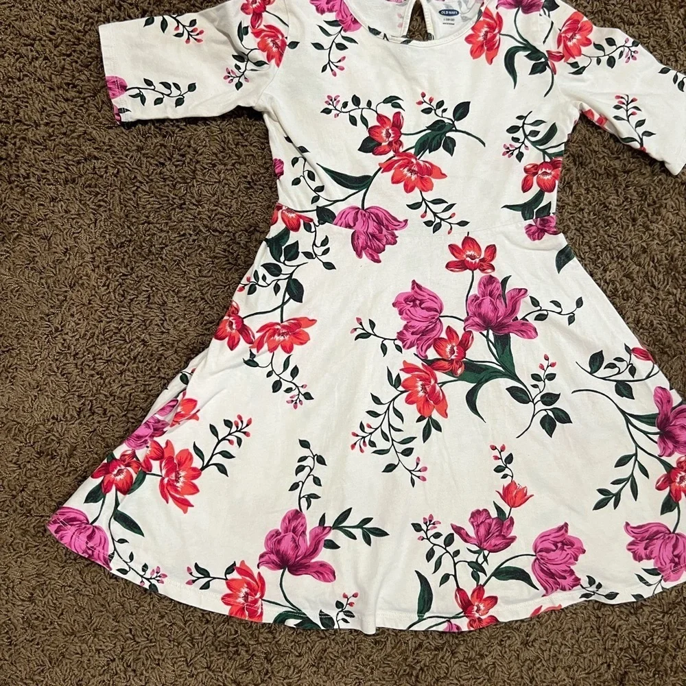 Floral Kids Dress in Pink and White